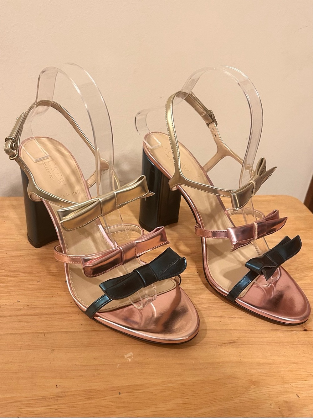 J.Crew Collection Stella Colorblock Bow Heel Sandals block heel Size 9